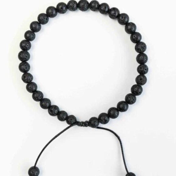 Handmade Lava Bead Bracelet: Natural Stone Adjustable Bracelet - NEW - Picture 3 of 4